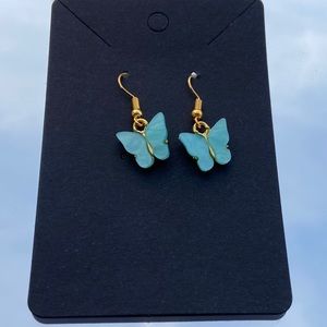 1 pair of turquoise butterfly earrings